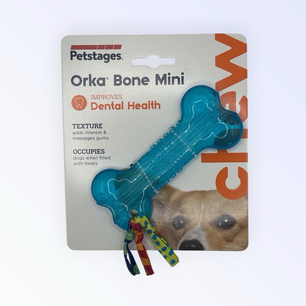 OUTWARD HOUND Okra Mini Bone Dental Health Fill with Treats‎ Dog Blue NEW!!
